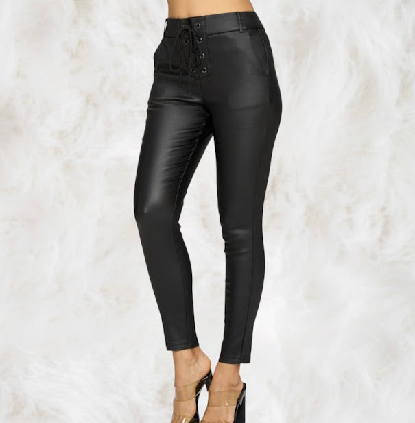 Lace Up Black Pants