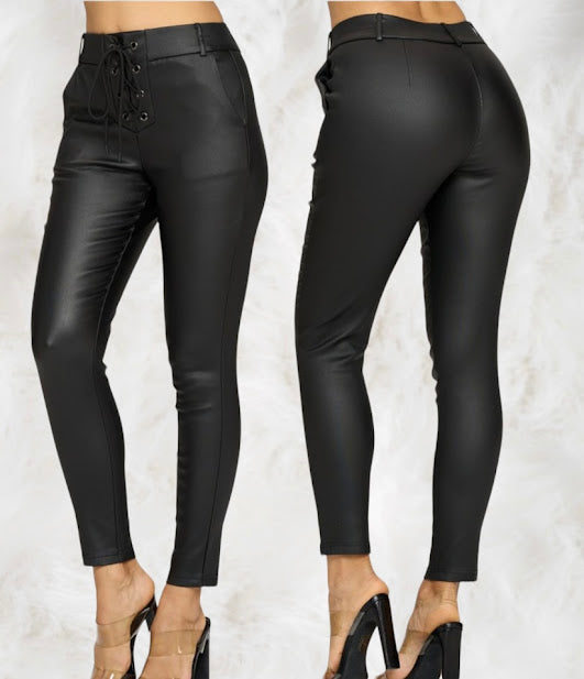 Lace Up Black Pants